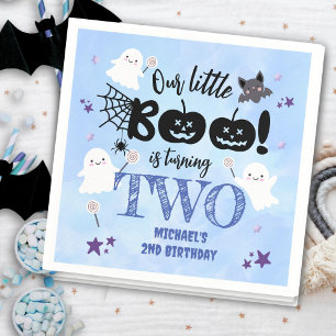 Little Boo! Cute Boy Spooky Halloween 2nd Birthday Napkin