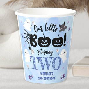 Little Boo! Cute Boy Spooky Halloween 2nd Birthday Paper Cups