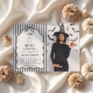 Little Boo Cute Ghost Baby Shower Photo Invitation