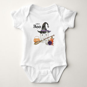Little Boo Cute Ghost Halloween 1st Birthday  Baby Bodysuit