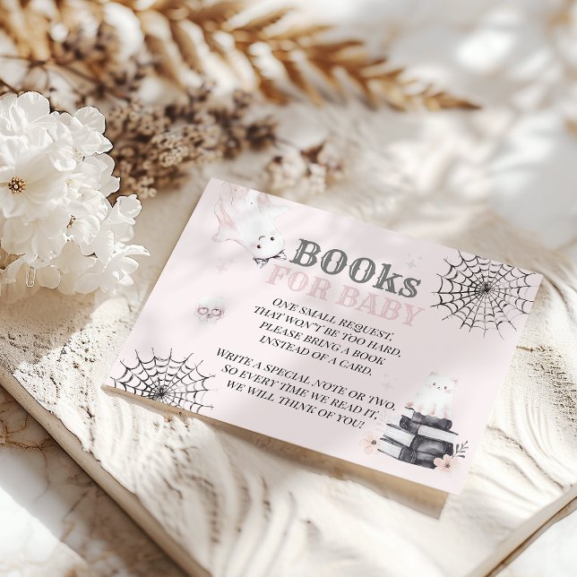 Little Boo Cute Ghost Halloween Baby Girl Shower Enclosure Card (Creator Uploaded)