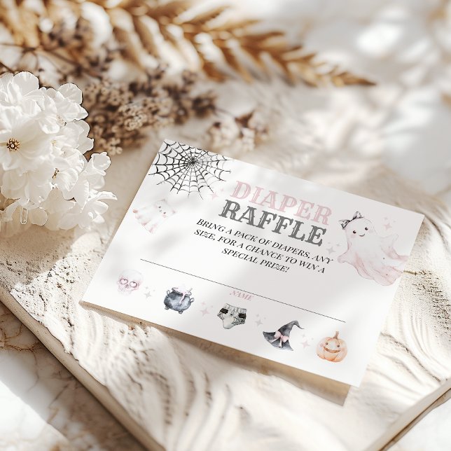 Little Boo Cute Ghost Halloween Baby Girl Shower Enclosure Card (Creator Uploaded)