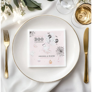 Little Boo Cute Ghost Halloween Baby Girl Shower Napkin