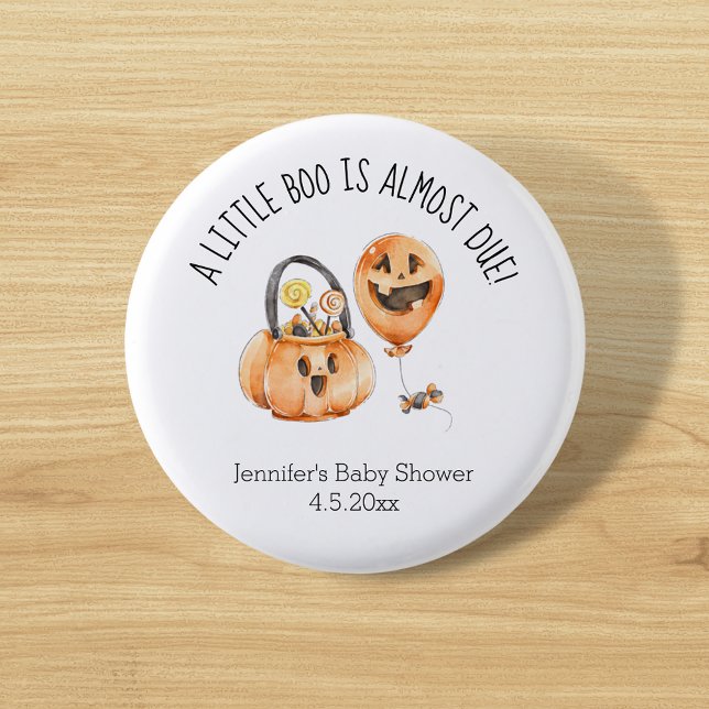 little boo, cute halloween baby shower 3 cm round badge (Creator Uploaded)