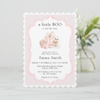 Little Boo Cute Halloween Girl Baby Shower Invitation