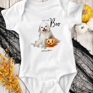 Little Boo Cute Halloween Personalised Ghost Puppy Baby Bodysuit