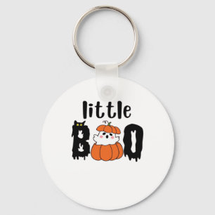 Little Boo Cute Halloween Pumpkin Cat Vintage Styl Key Ring