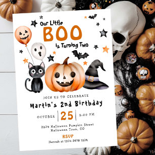 Little BOO Cute Halloween Themed 2nd Birthday Invitation