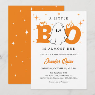 Little Boo Cute Neutral Halloween Baby Shower Invitation
