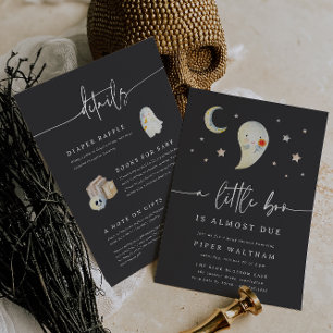 Little Boo Double-Sided Halloween Baby Shower Invitation
