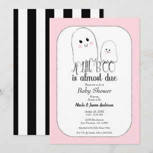 Little BOO Due Halloween Ghost Pink Baby Shower   Invitation