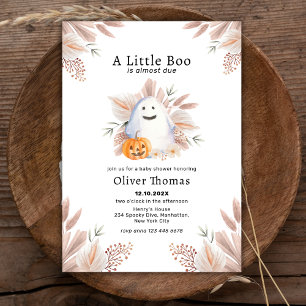 Little Boo Fall Boho Ghost Halloween Baby Shower  Invitation
