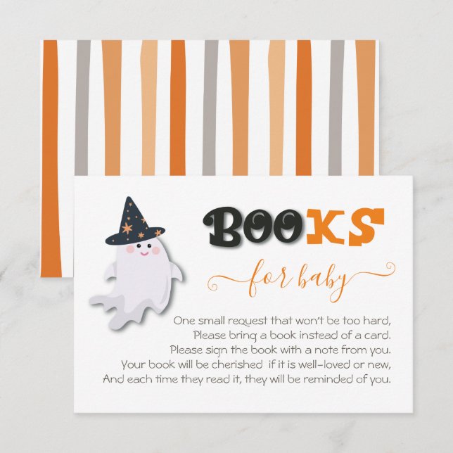 Little Boo Ghost Baby Shower Books for Baby Invitation (Front/Back)