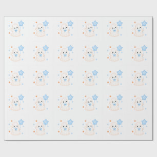 Little Boo Ghost Blue Halloween Baby Shower Wrapping Paper