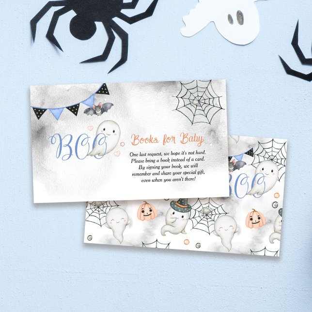 Little Boo Ghost Boy Baby Shower Books for Baby Enclosure Card (Creator Uploaded)