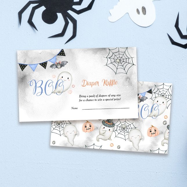 Little Boo Ghost Boy Baby Shower Diaper Raffle Enclosure Card (Creator Uploaded)