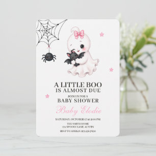 Little Boo Ghost Girl Halloween Baby Shower Invitation