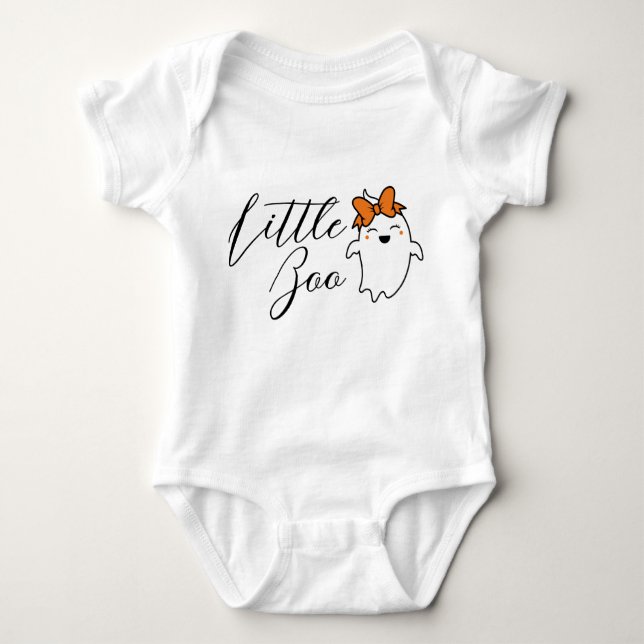 Little Boo Ghost Halloween Baby Bodysuit (Front)