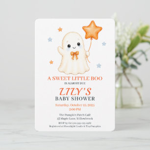 Little Boo Ghost Halloween Baby Shower Invitation