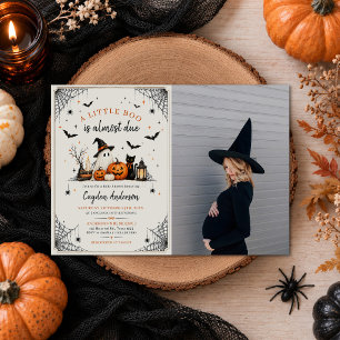 Little Boo Ghost Halloween Baby Shower Photo Invitation