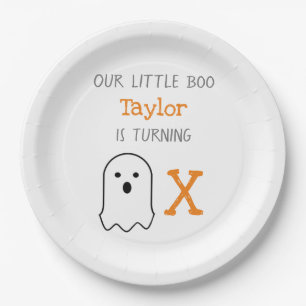 Little Boo Ghost Halloween Birthday Paper Plate