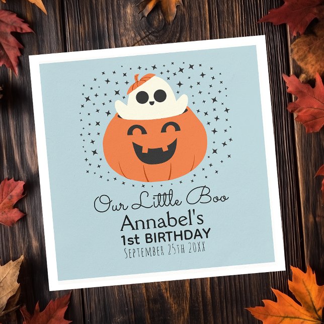 Little Boo Ghost Halloween Boys Birthday Napkin (Creator Uploaded)
