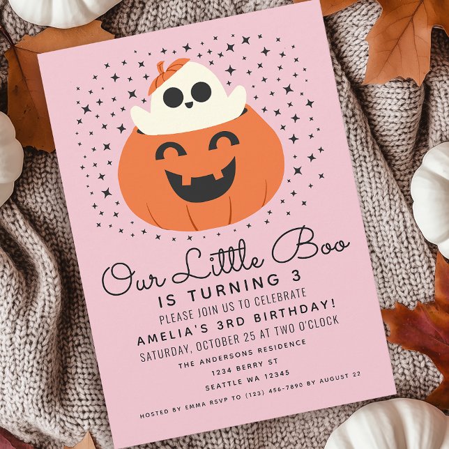 Little Boo Ghost Halloween Girls Birthday Invitation (Creator Uploaded)