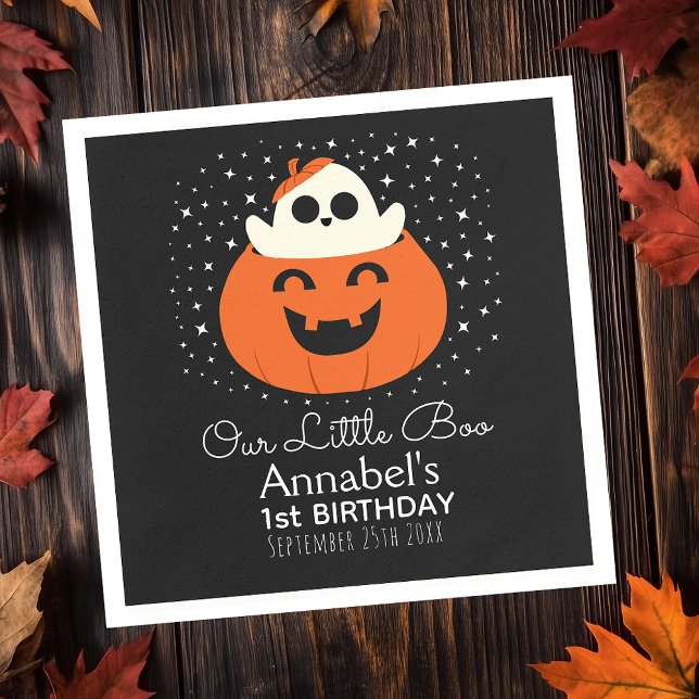 Little Boo Ghost Halloween Kids Birthday Napkin (Creator Uploaded)