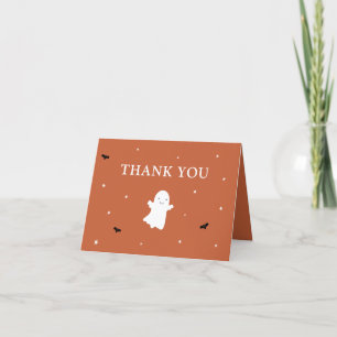 Little Boo Ghost Orange Baby Shower Thank You Card