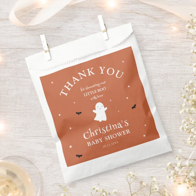 Little Boo Ghost Orange Baby Shower Thank You Favour Bags (Clipped)