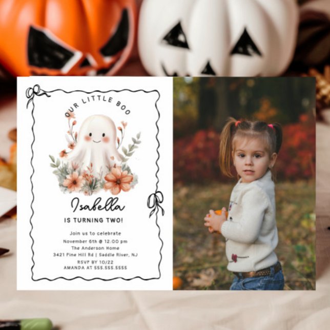 Little Boo Ghost Photo Birthday Invitation (Creator Uploaded)