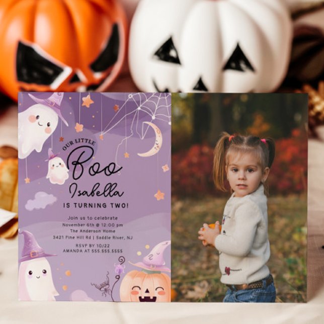 Little Boo Ghost Photo Birthday Invitation (Creator Uploaded)
