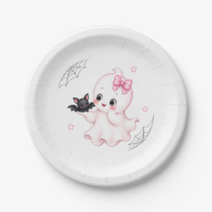 Little Boo Ghost   Pink Halloween Baby Shower  Paper Plate