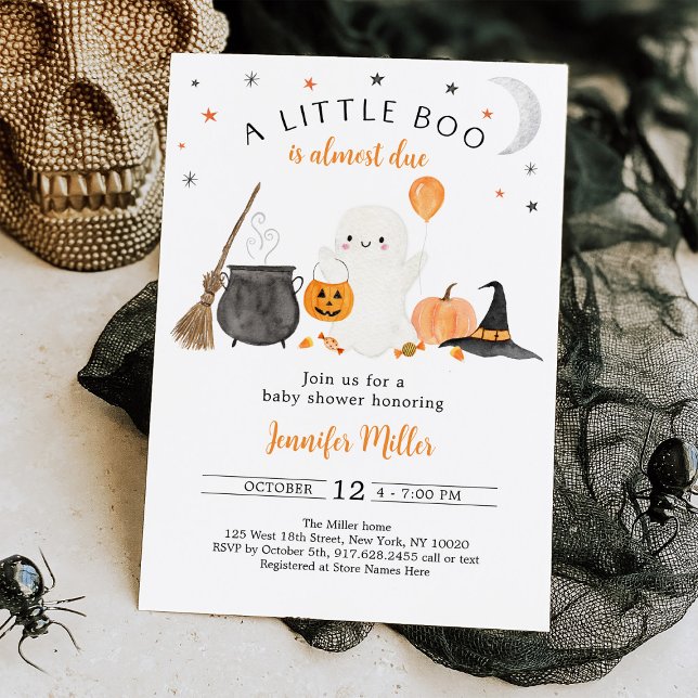 Little Boo Ghost Pumpkin Halloween Baby Shower Invitation (Creator Uploaded)