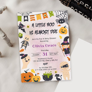 Little Boo Ghost Pumpkin Halloween Baby Shower Invitation