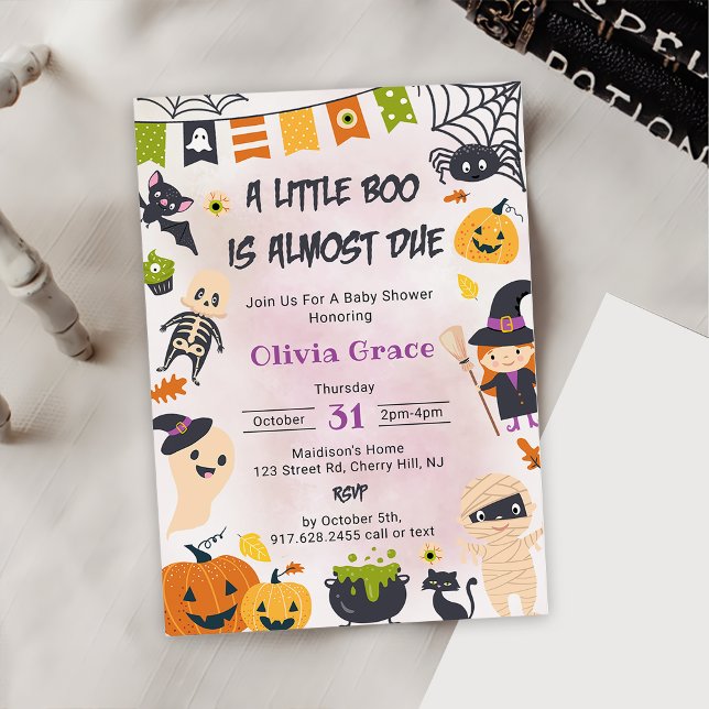 Little Boo Ghost Pumpkin Halloween Baby Shower Invitation (Creator Uploaded)