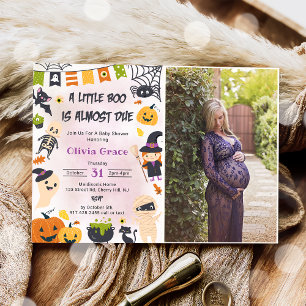 Little Boo Ghost Pumpkin Halloween Baby Shower Invitation