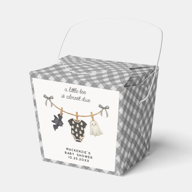 Little Boo Gingham Halloween Baby Shower  Favour Box (Front Side)