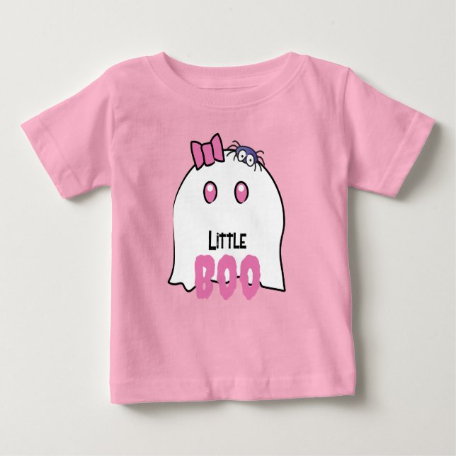Little Boo Girl First Halloween Cute Ghost Family  Baby T-Shirt (Front)