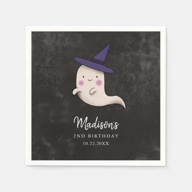Little Boo Girls Halloween Birthday Party Napkin (Front)