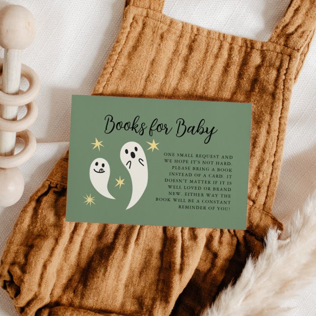 Little Boo Green Baby Shower Book Request  Enclosure Card (Creator Uploaded)