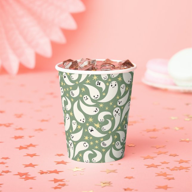 Little Boo Green Pattern Baby Shower Paper Cups (Insitu)