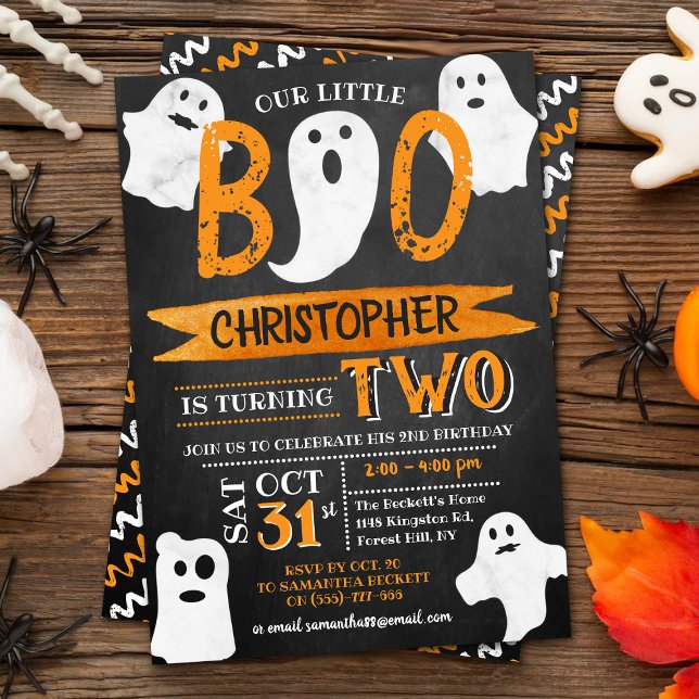 Little Boo! Halloween 2nd Birthday Invitation (Creator Uploaded)