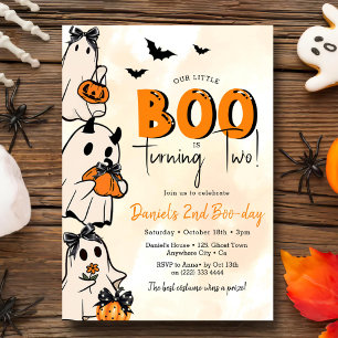 Little Boo Halloween 2nd Birthday Invitation