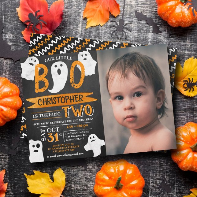Little Boo! Halloween 2nd Birthday Photo Invitation (Creator Uploaded)