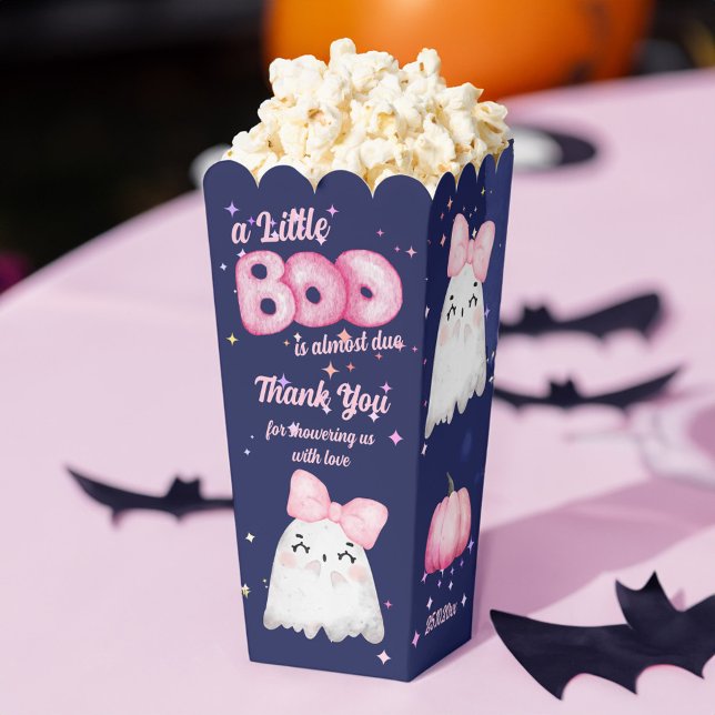 Little boo Halloween baby girl ghost baby shower Favour Box (Little boo Halloween baby girl ghost baby shower personalized popcorn Favor Boxes)
