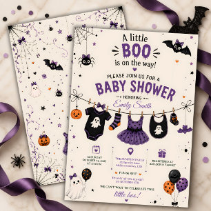 Little Boo Halloween Baby Shower Clothesline Invitation