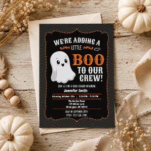 Little Boo Halloween Baby Shower Cute Ghost Dark Invitation