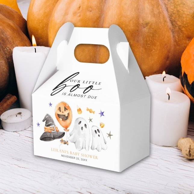 Little Boo Halloween Baby Shower Favour Box (Put your baby shower favors in this Halloween themed Little boo is almost due watercolor ghosts.)