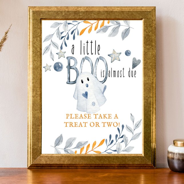Little Boo Halloween Baby Shower Favour Poster (Little Boo halloween party sign)